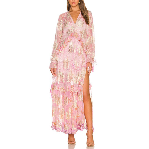 Hemant and Nandita Dresses & Skirts - Hemant And Nandita 'Kaftan' Pink Viscose Dress Size S